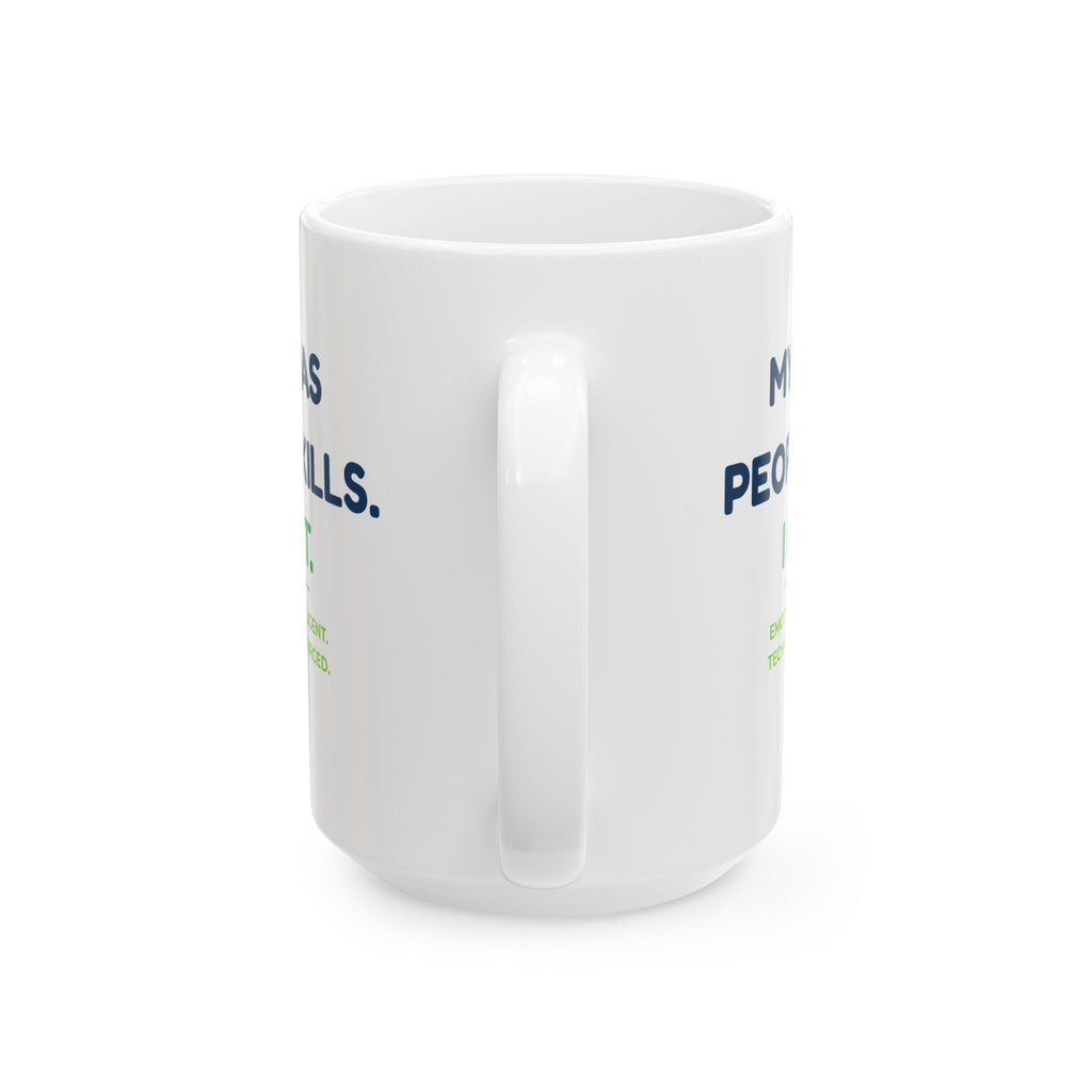 Mug featuring “My Anxiety Has People Skills. I Don't.” AI humor design by AIronic, gallery view 8