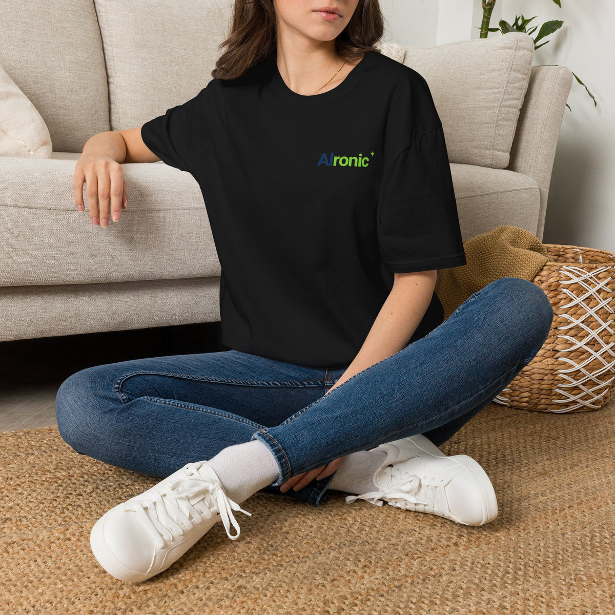 AIronic T-shirt featuring "Premature Human Confidence" AI humor design, gallery view 2