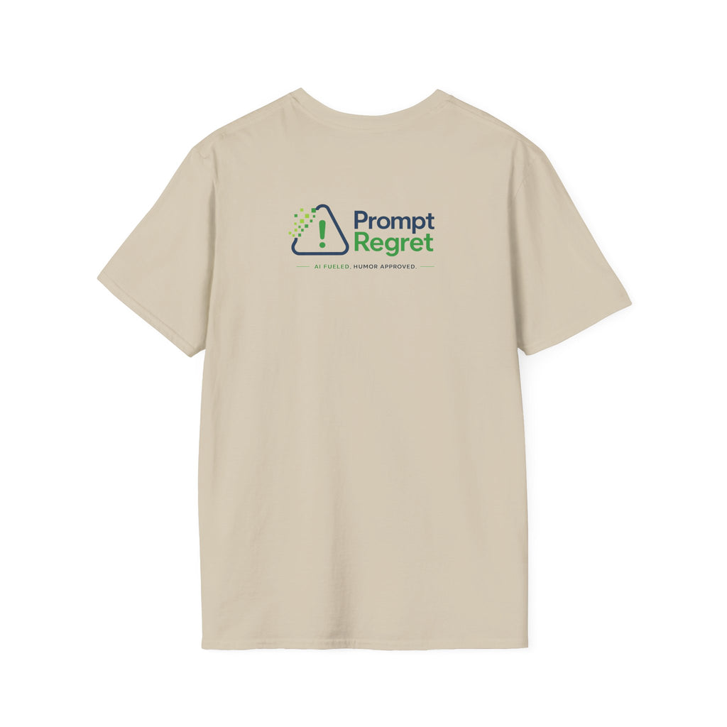 T-Shirt featuring "Not All Who Prompt Are Lost" AI humor design by AIronic, gallery view 14