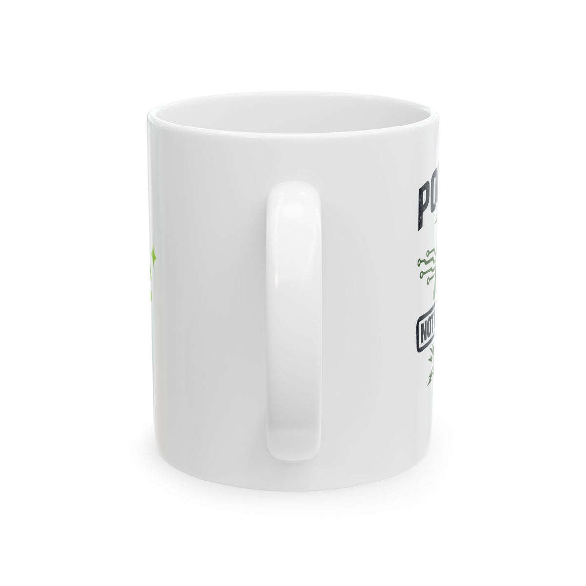Mug featuring "Powered by AI" AI humor design by AIronic, gallery view 4