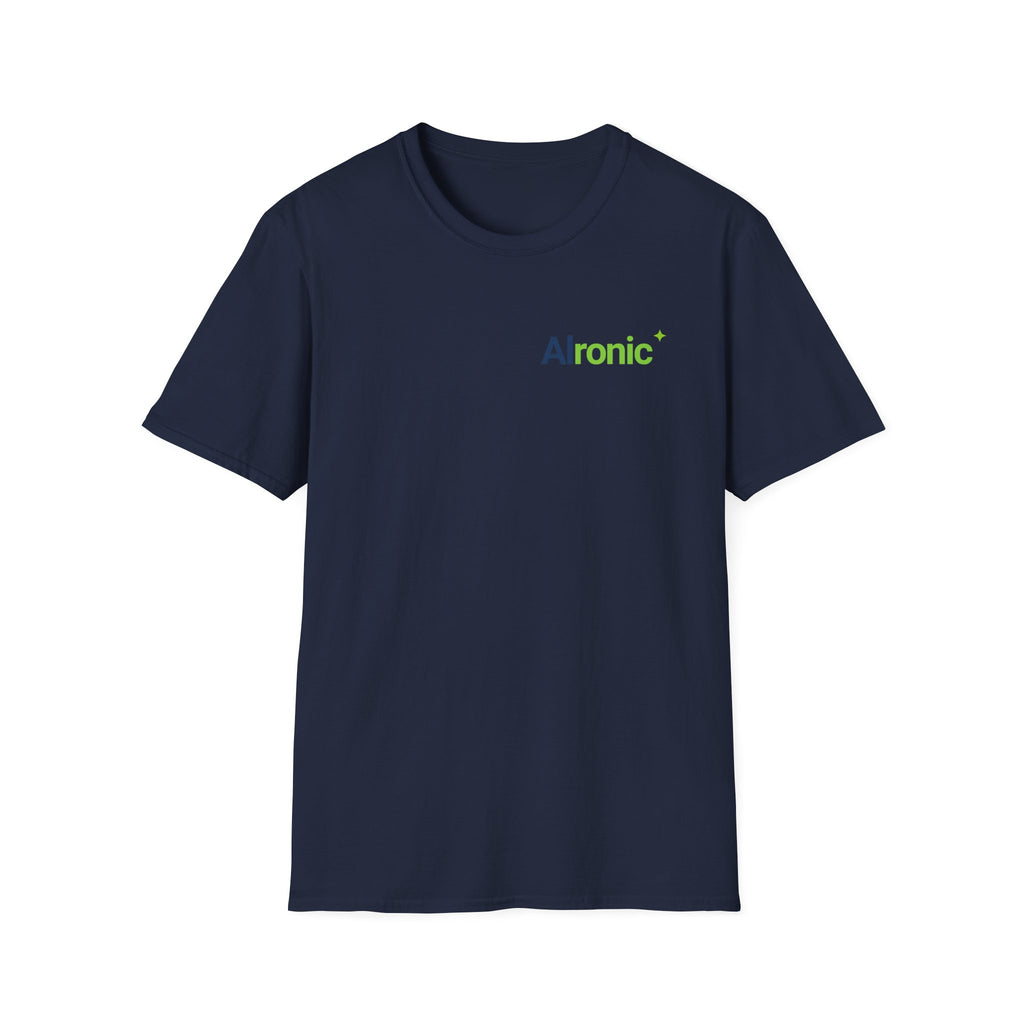 T-Shirt featuring "AIronic Minimal Logo Edition" AI humor design by AIronic, gallery view 38