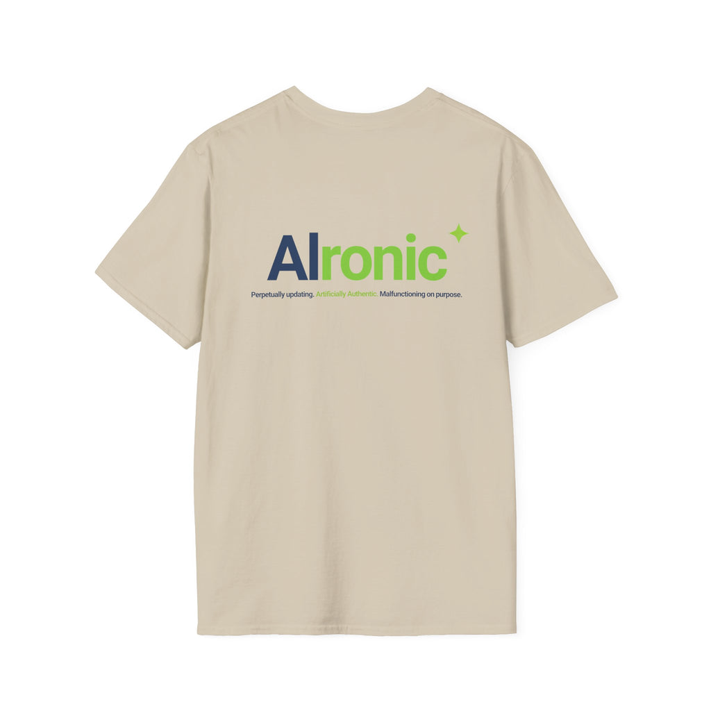 T-Shirt featuring "AIronic Minimal Logo Edition" AI humor design by AIronic, gallery view 21
