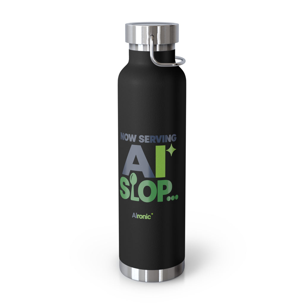 AIronic water bottle featuring "Now Serving AI Slop" AI humor design, gallery view 15