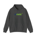 Dark Heather hoodie featuring “AI created this shirt” AI humor design by AIronic, catalog view 1