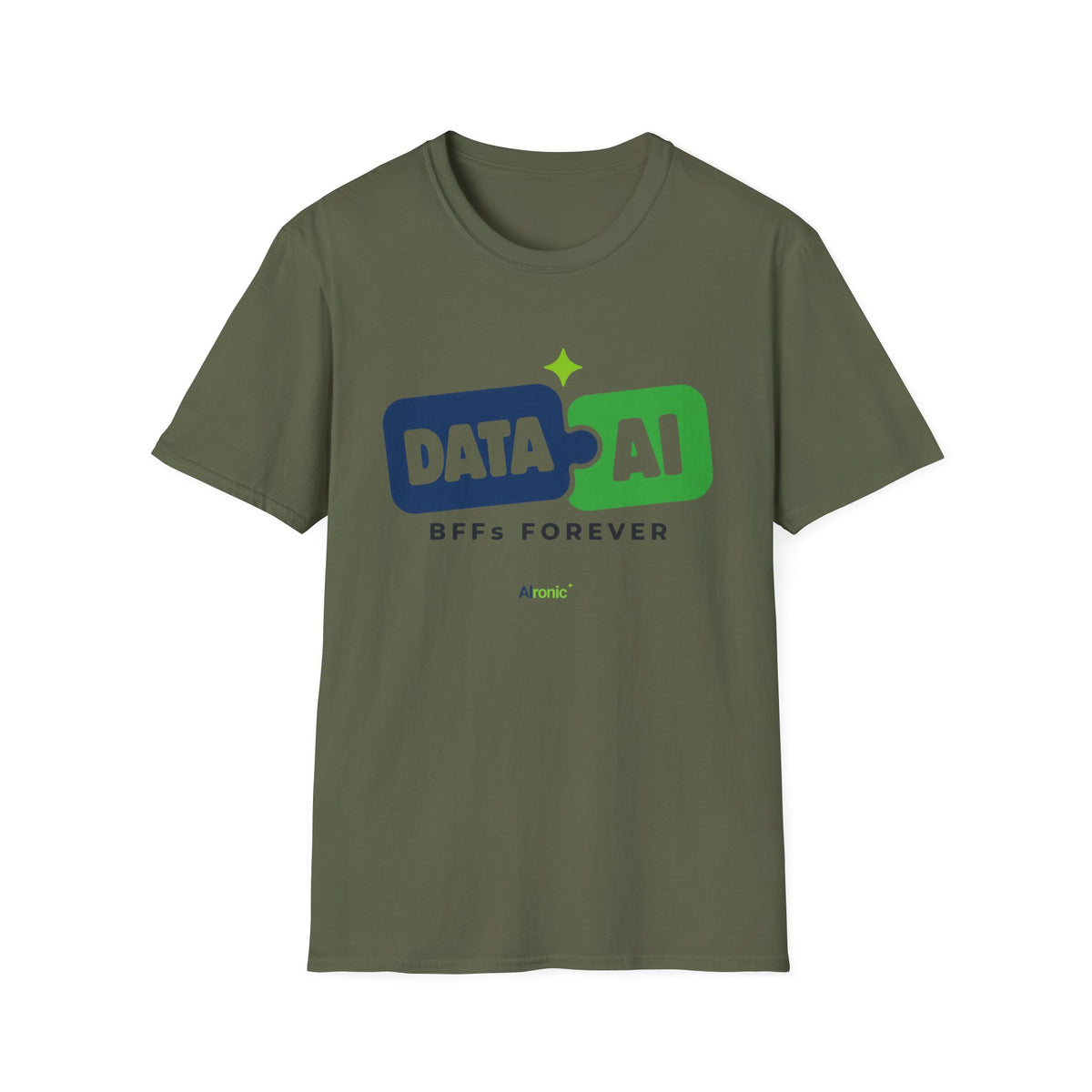 AIronic T-Shirt featuring "Data + AI BFFs Forever" AI humor design, gallery view 6