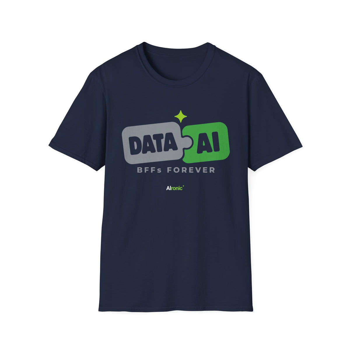 AIronic T-Shirt featuring "Data + AI BFFs Forever" AI humor design, gallery view 10