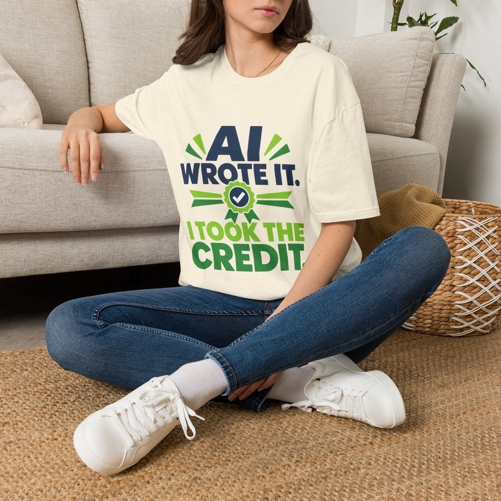 T-Shirt featuring "AI Wrote It. I Took the Credit." AI humor design by AIronic, gallery view 21