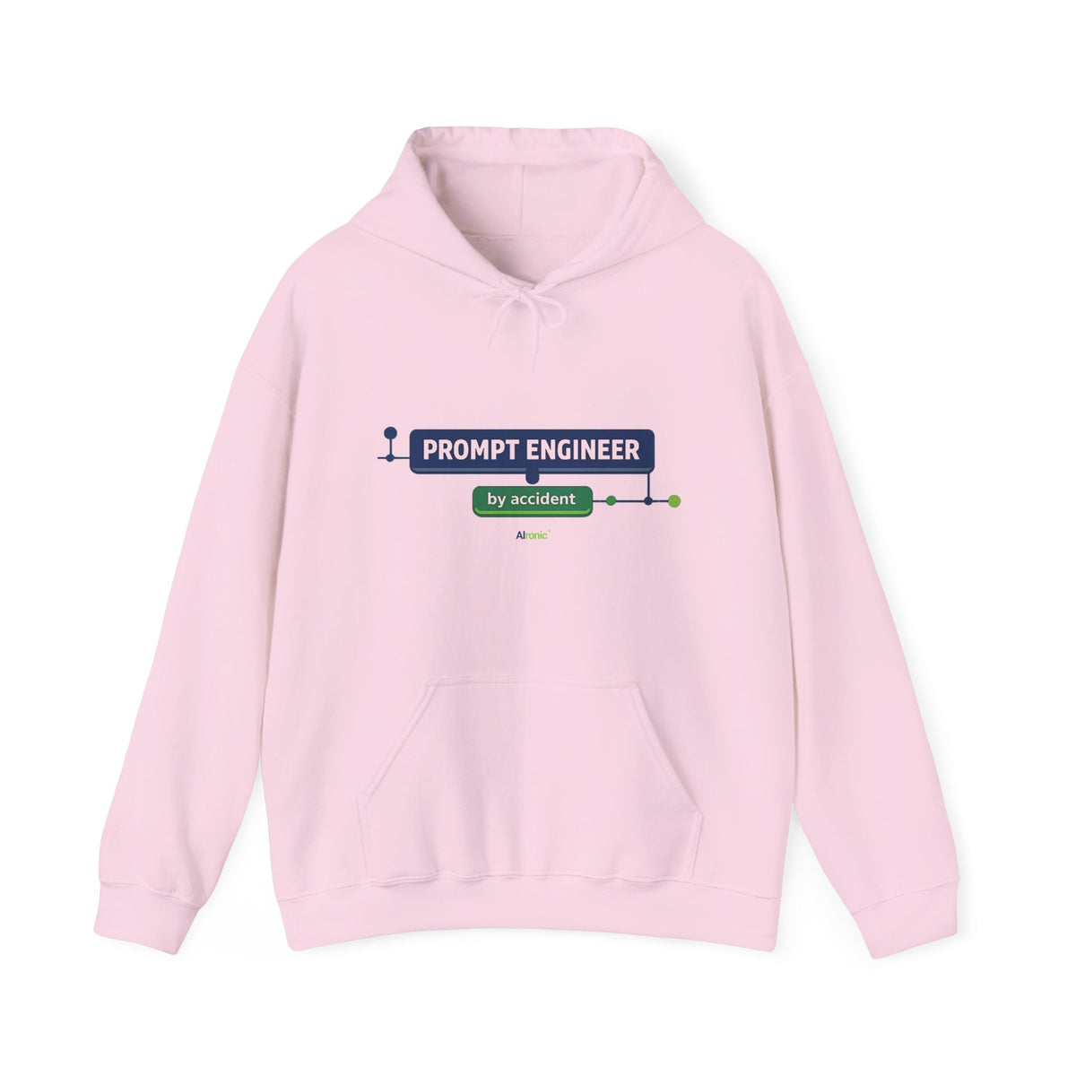 Hoodie featuring “Prompt Engineer by Accident” AI humor design by AIronic, gallery view 9