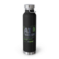 Black Water Bottle featuring "AI Therapy" AI humor design by AIronic, gallery view 4