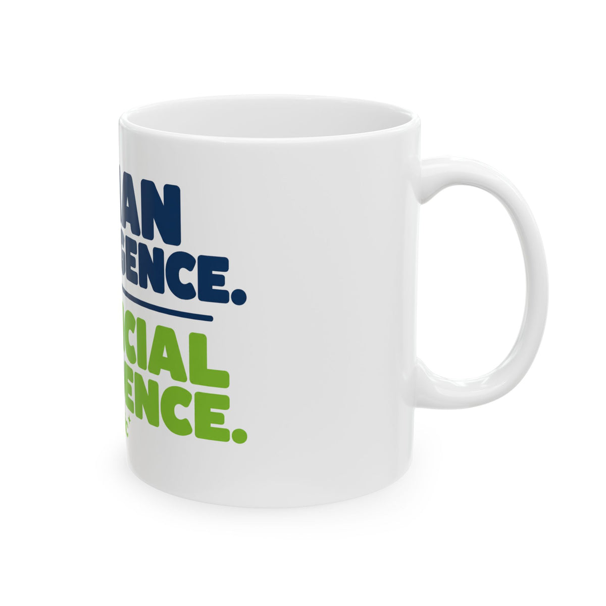 Mug featuring "Human Intelligence. Artificial Confidence." AI humor design by AIronic, gallery view 5
