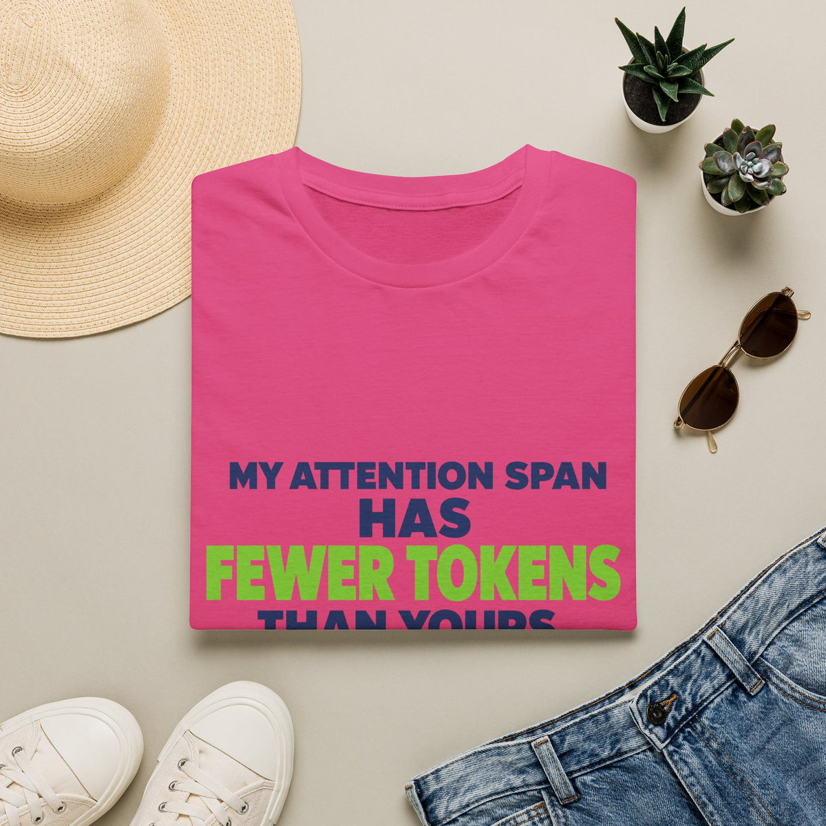 AIronic T-Shirt featuring "My Attention Span Has Fewer Tokens Than Yours" AI humor design, gallery view 11