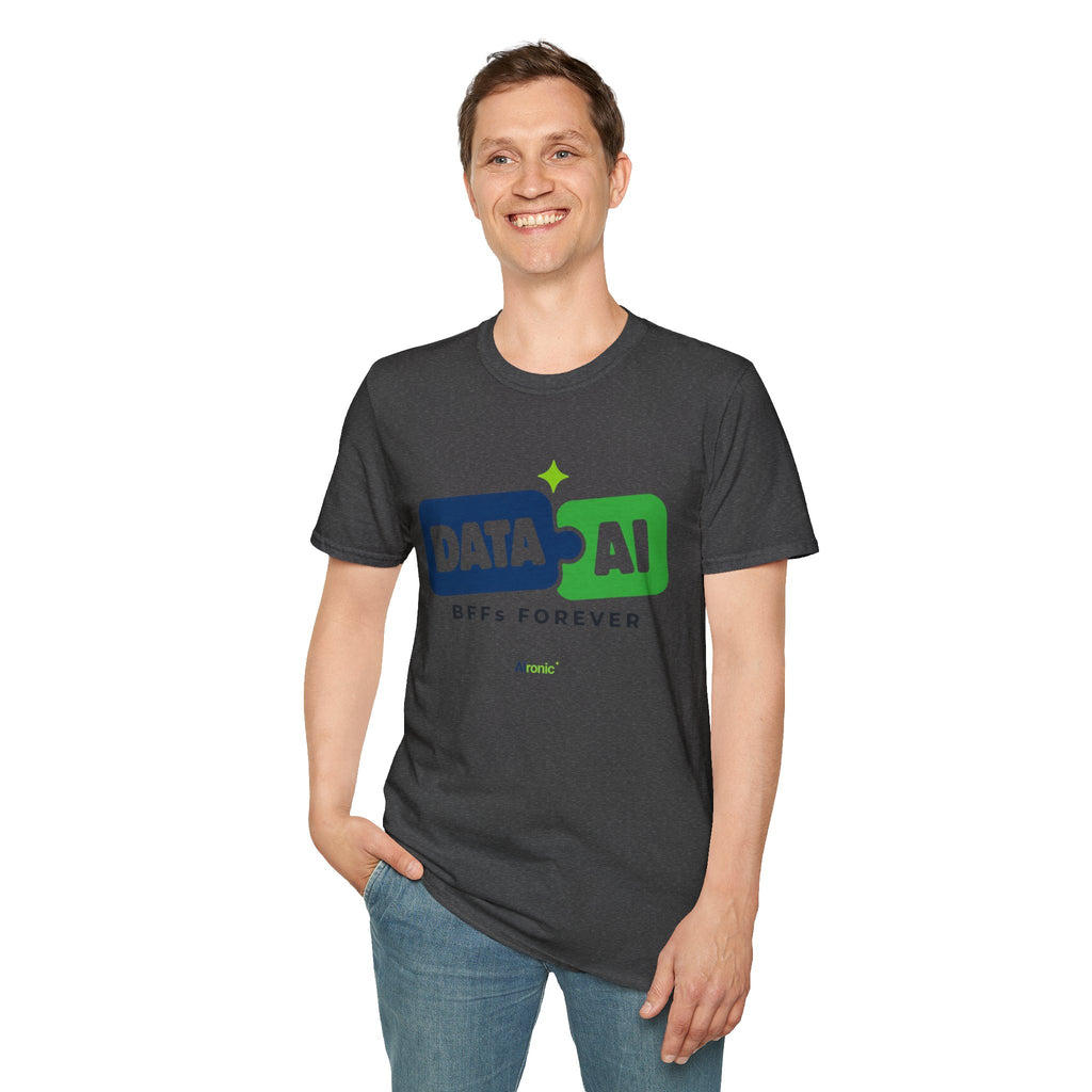 AIronic T-Shirt featuring "Data + AI BFFs Forever" AI humor design, gallery view 25
