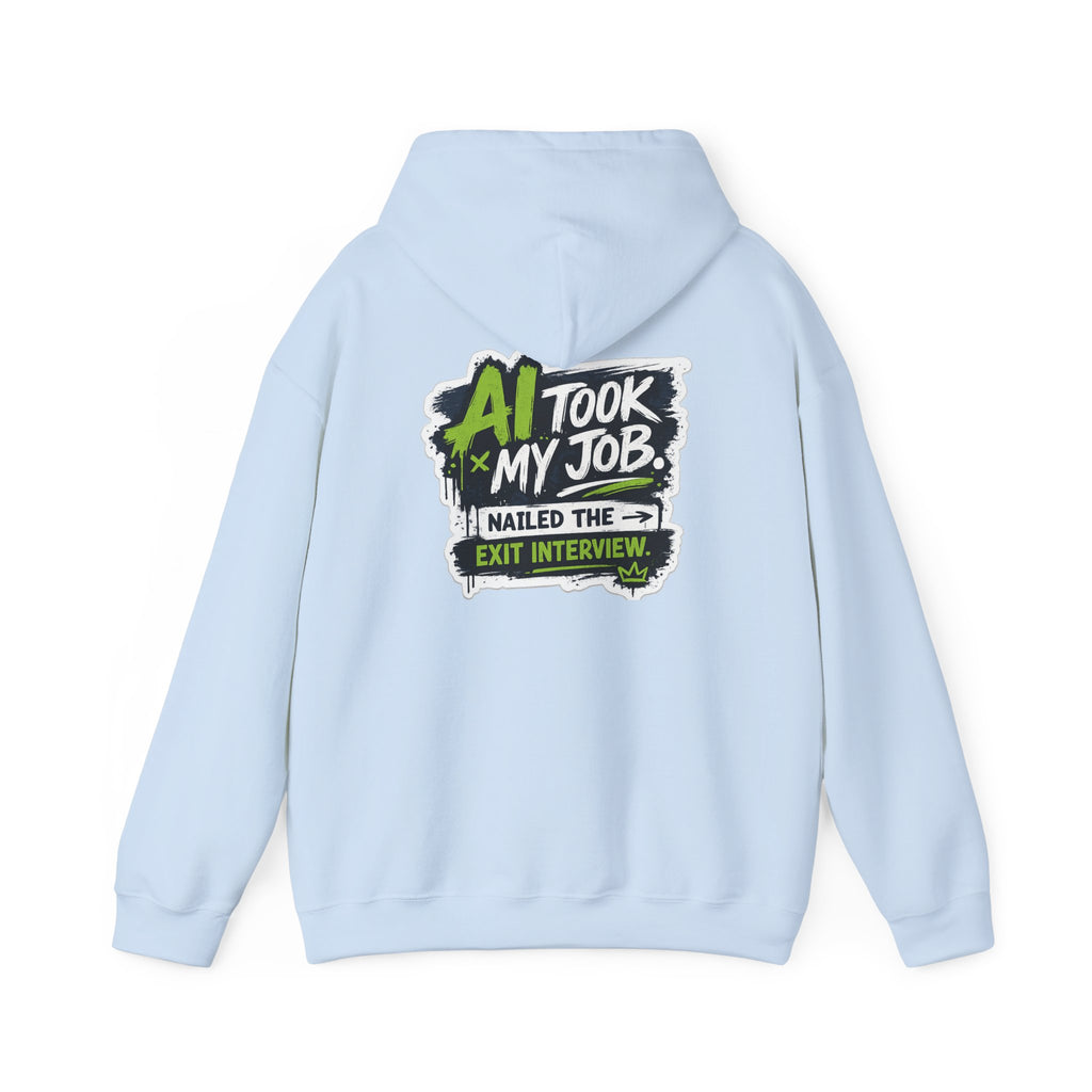 Hoodie featuring “AI Took My Job” AI humor design by AIronic, gallery view 34