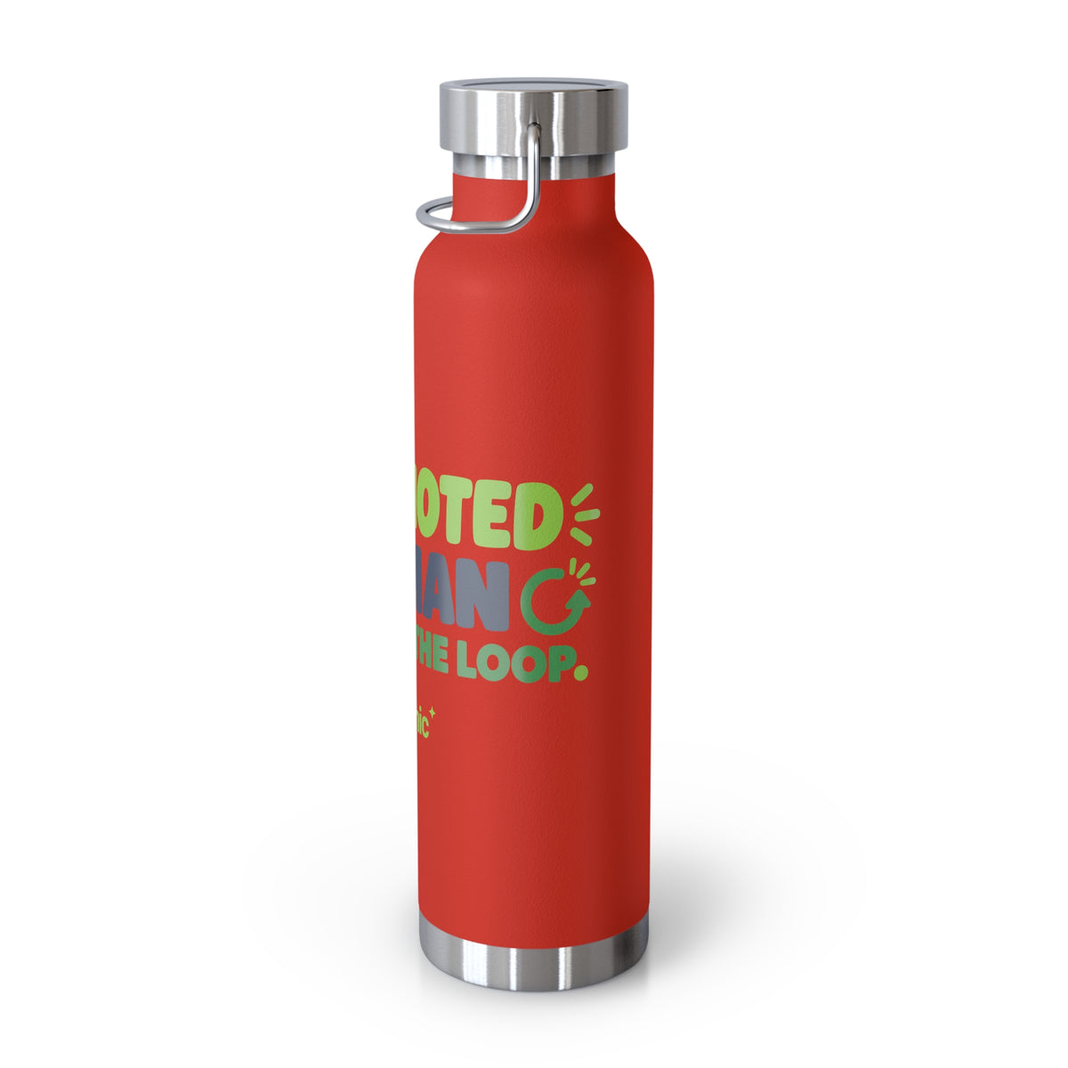 AIronic 22oz water bottle featuring “Promoted to Human Outside the Loop” AI humor design, gallery view 13
