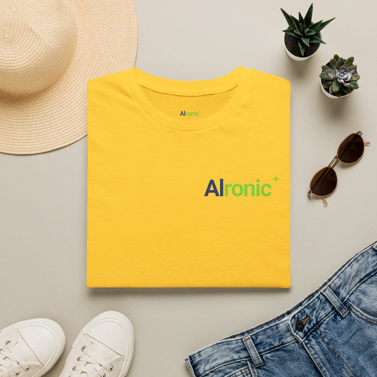 Daisy T-Shirt featuring "AIronic Logo with AIron" AI humor design by AIronic, gallery view 7
