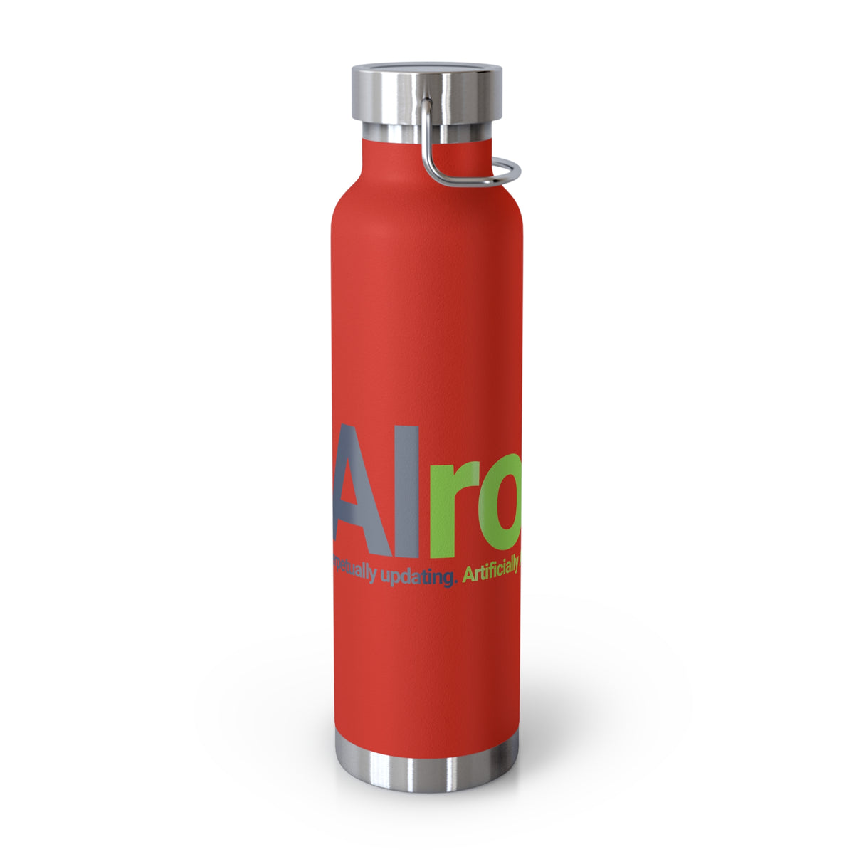 Red Water Bottle featuring "AIronic Logo" AI humor design by AIronic, gallery view 2