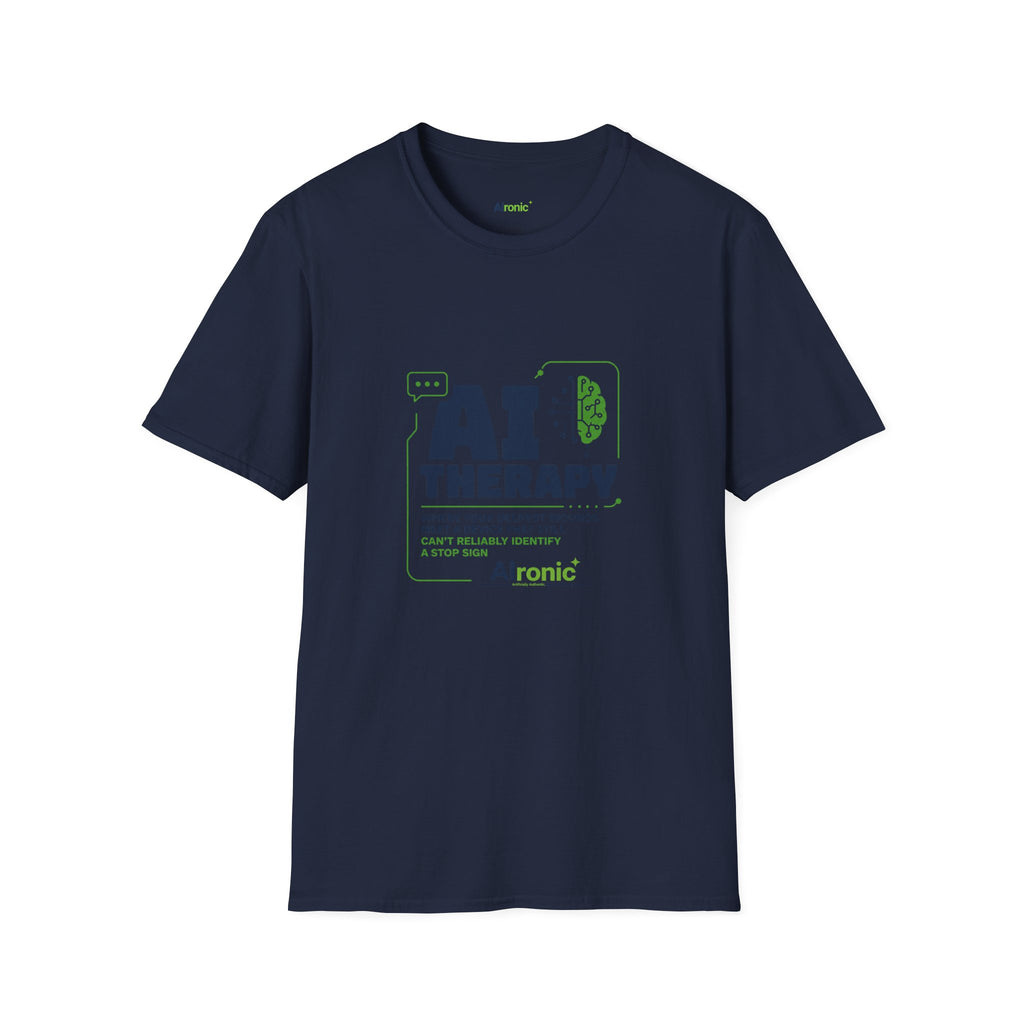 T-Shirt featuring "AI Therapy" AI humor design by AIronic, gallery view 38