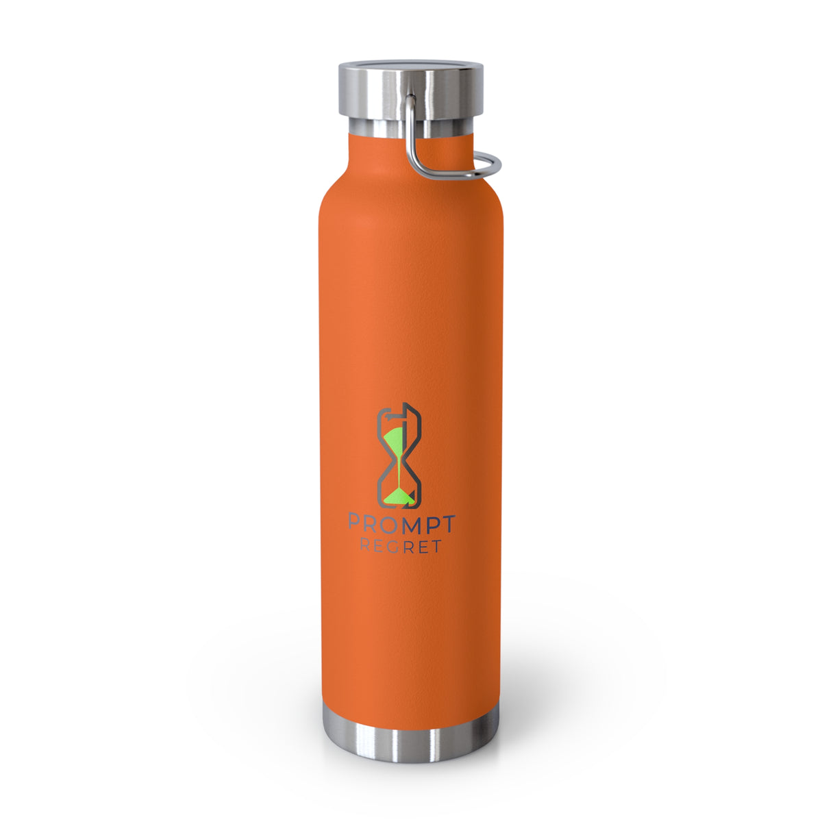 Orange Water Bottle featuring "AIronic Prompt Regret Logo" AI humor design by AIronic, gallery view 5