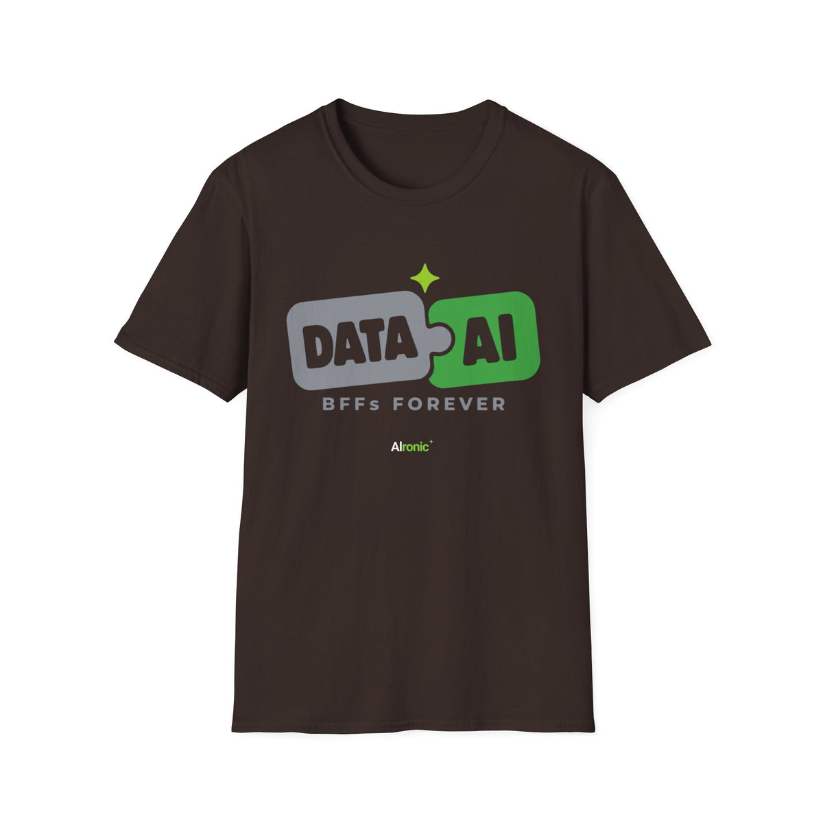 AIronic T-Shirt featuring "Data + AI BFFs Forever" AI humor design, gallery view 4