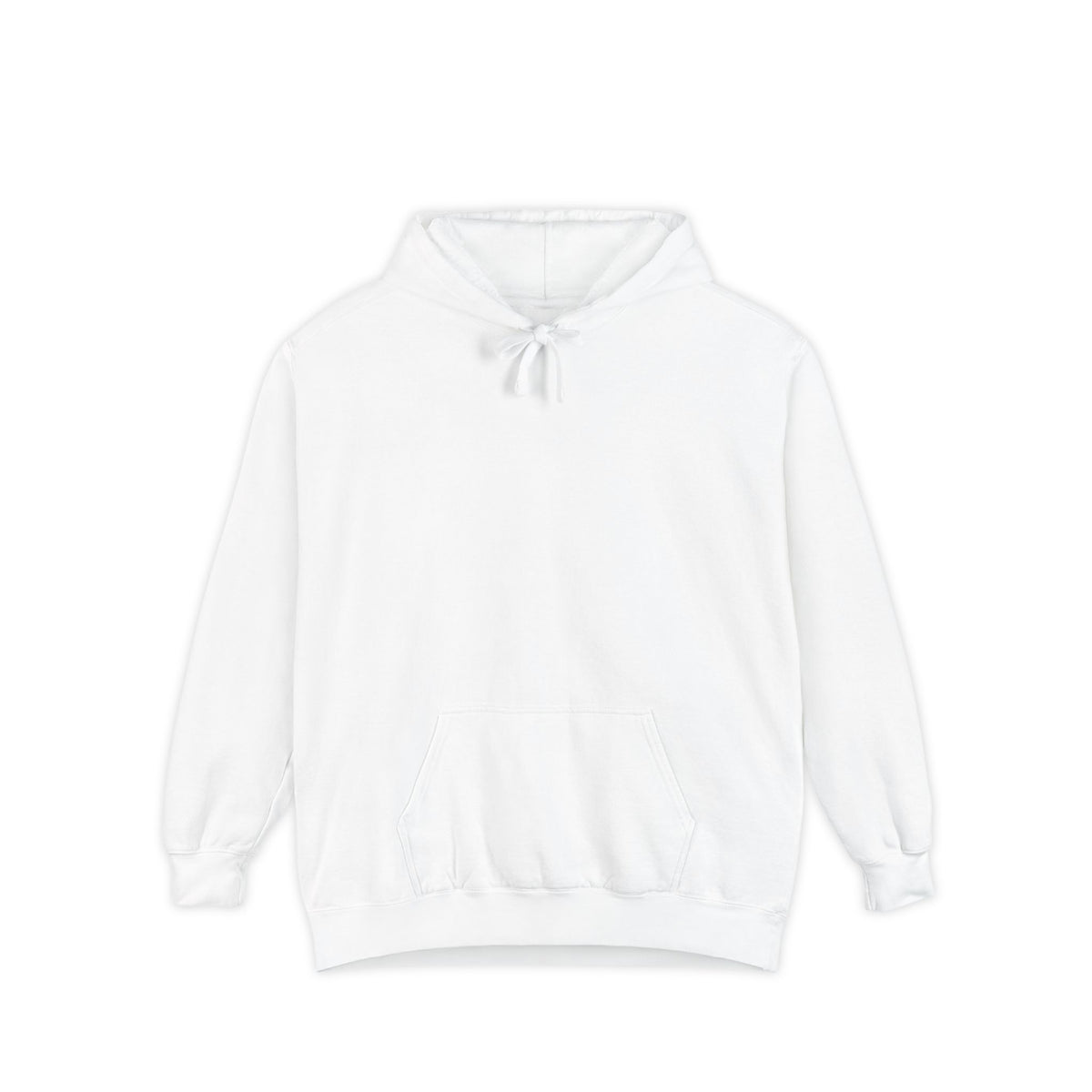 White hoodie featuring “AI has seen my prompts. It has concerns” AI humor design by AIronic, catalog view 2