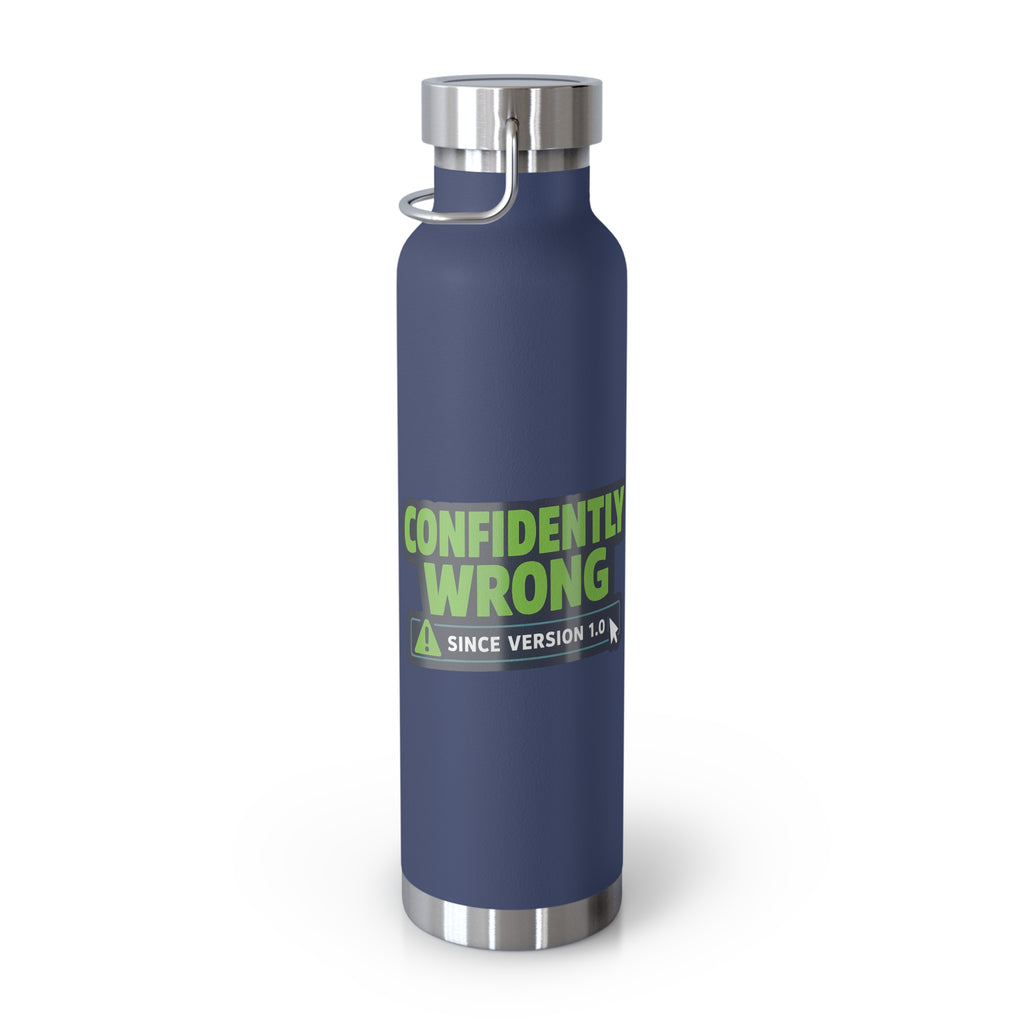 Water Bottle featuring "Confidently Wrong" AI humor design by AIronic, gallery view 19