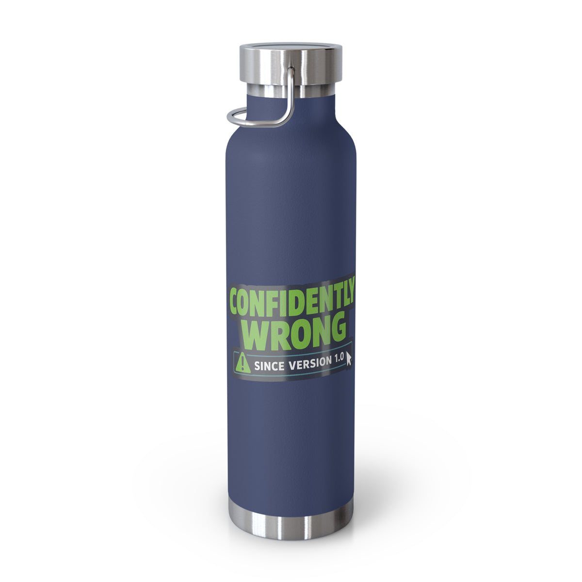 Water Bottle featuring "Confidently Wrong" AI humor design by AIronic, gallery view 19