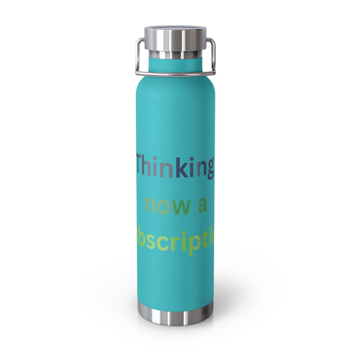 Mint Green Water Bottle featuring "Thinking Now a Subscription" AI humor design by AIronic, gallery view 6
