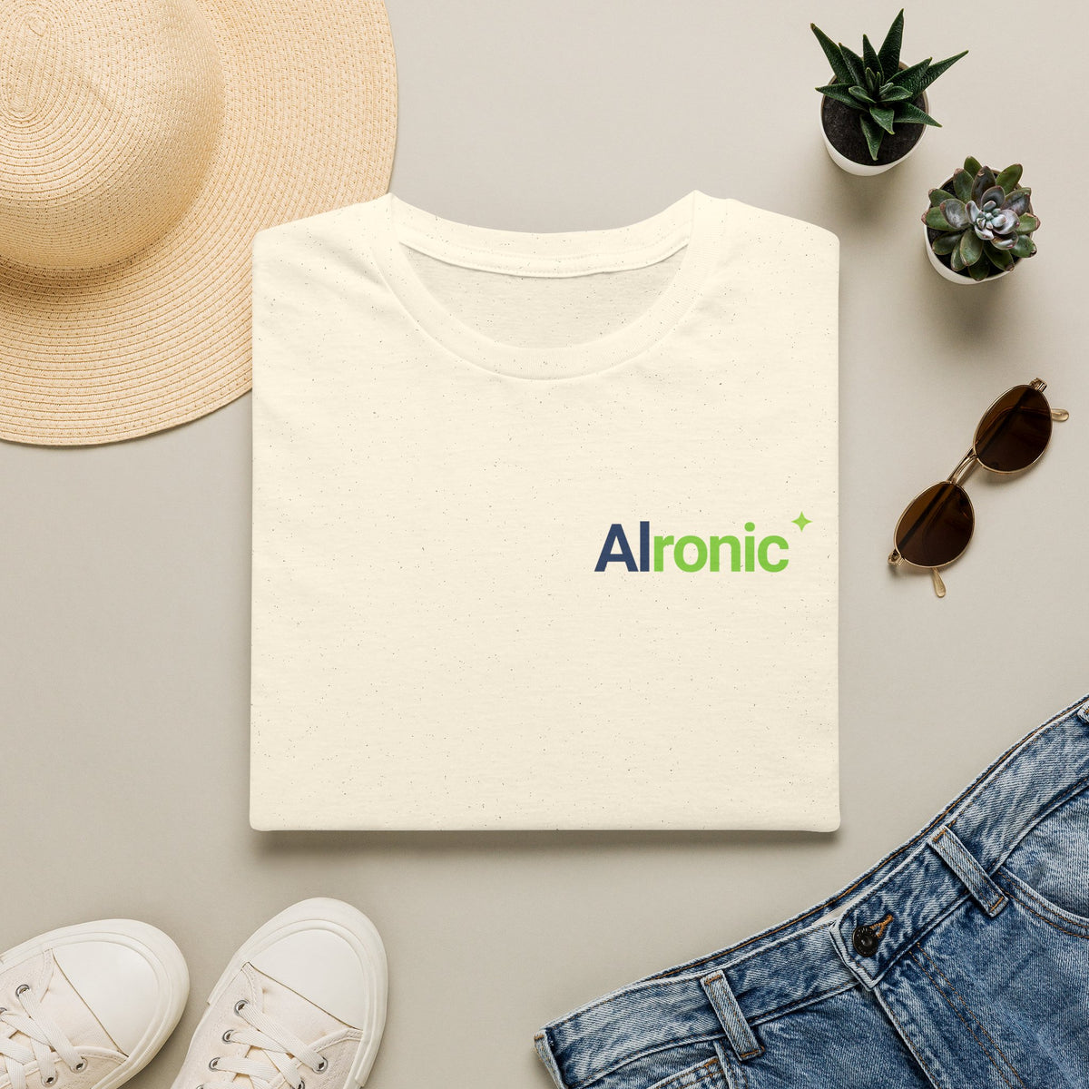Natural T-Shirt featuring "AIronic Minimal Logo Edition" AI humor design by AIronic, gallery view 6