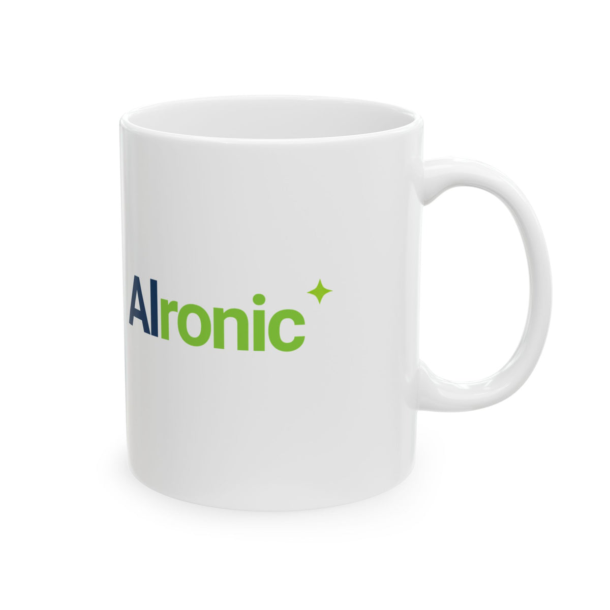Mug featuring "Powered by AI" AI humor design by AIronic, gallery view 5