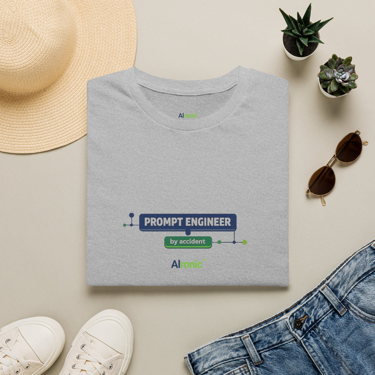 Sport Grey T-Shirt featuring "Prompt Engineer by Accident" AI humor design by AIronic, gallery view 4