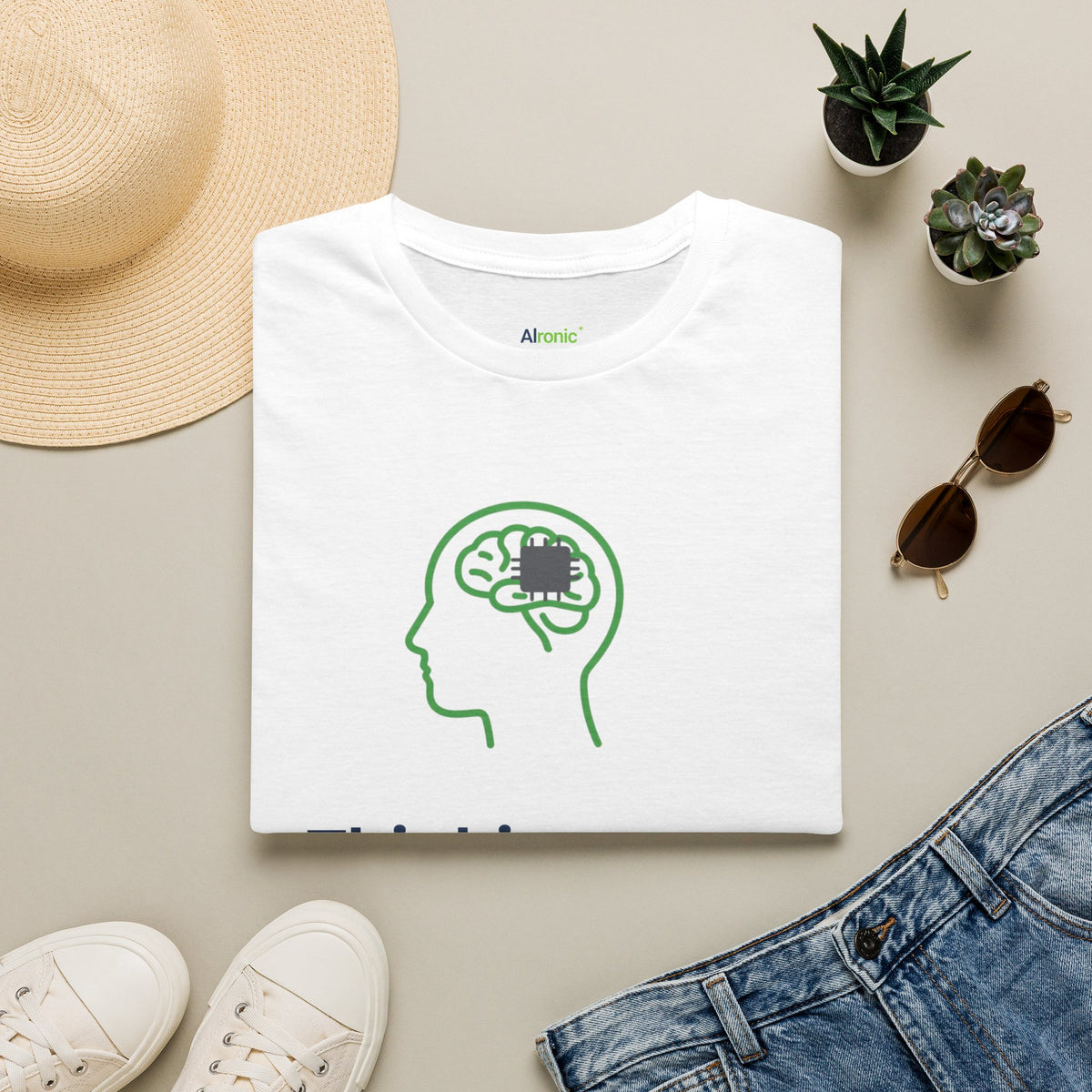 T-Shirt featuring "Thinking Subscription" AI humor design by AIronic, gallery view 10