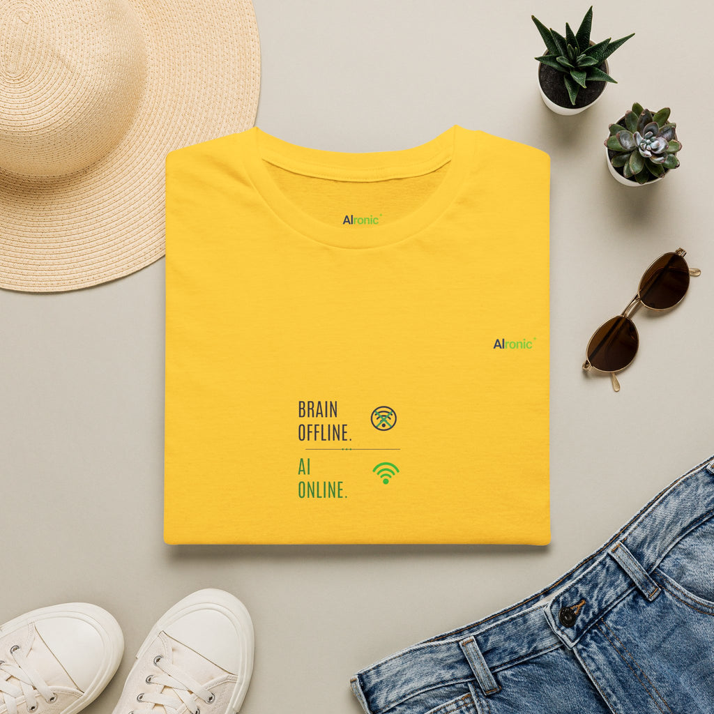 Daisy T-Shirt featuring "Brain Offline, AI Online" AI humor design by AIronic, gallery view 7