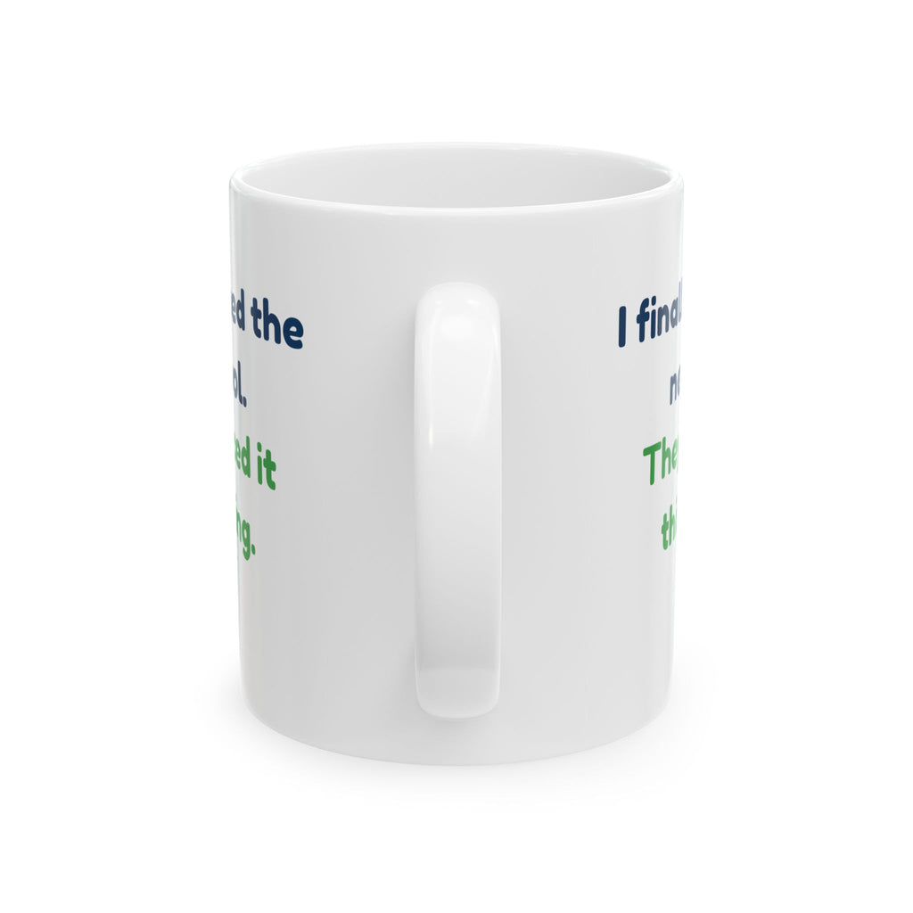 Mug featuring “They Replaced the AI Tool” AI humor design by AIronic, gallery view 4