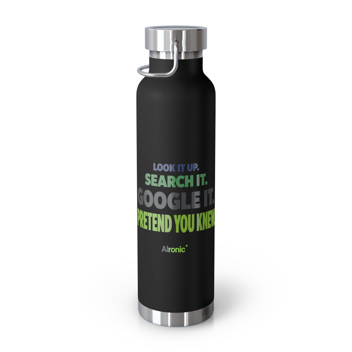 AIronic water bottle featuring "Google It" AI humor design, gallery view 16