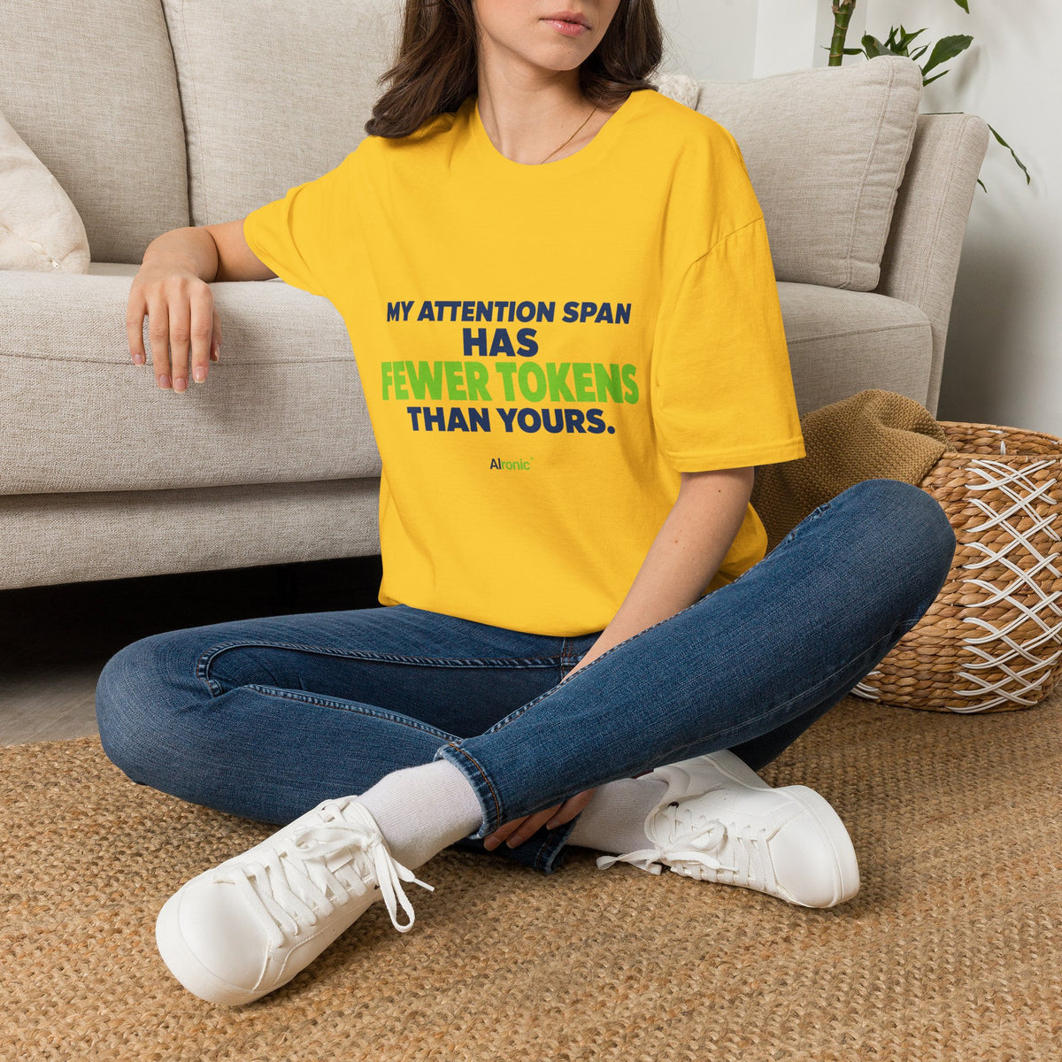 AIronic T-Shirt featuring "My Attention Span Has Fewer Tokens Than Yours" AI humor design, gallery view 31