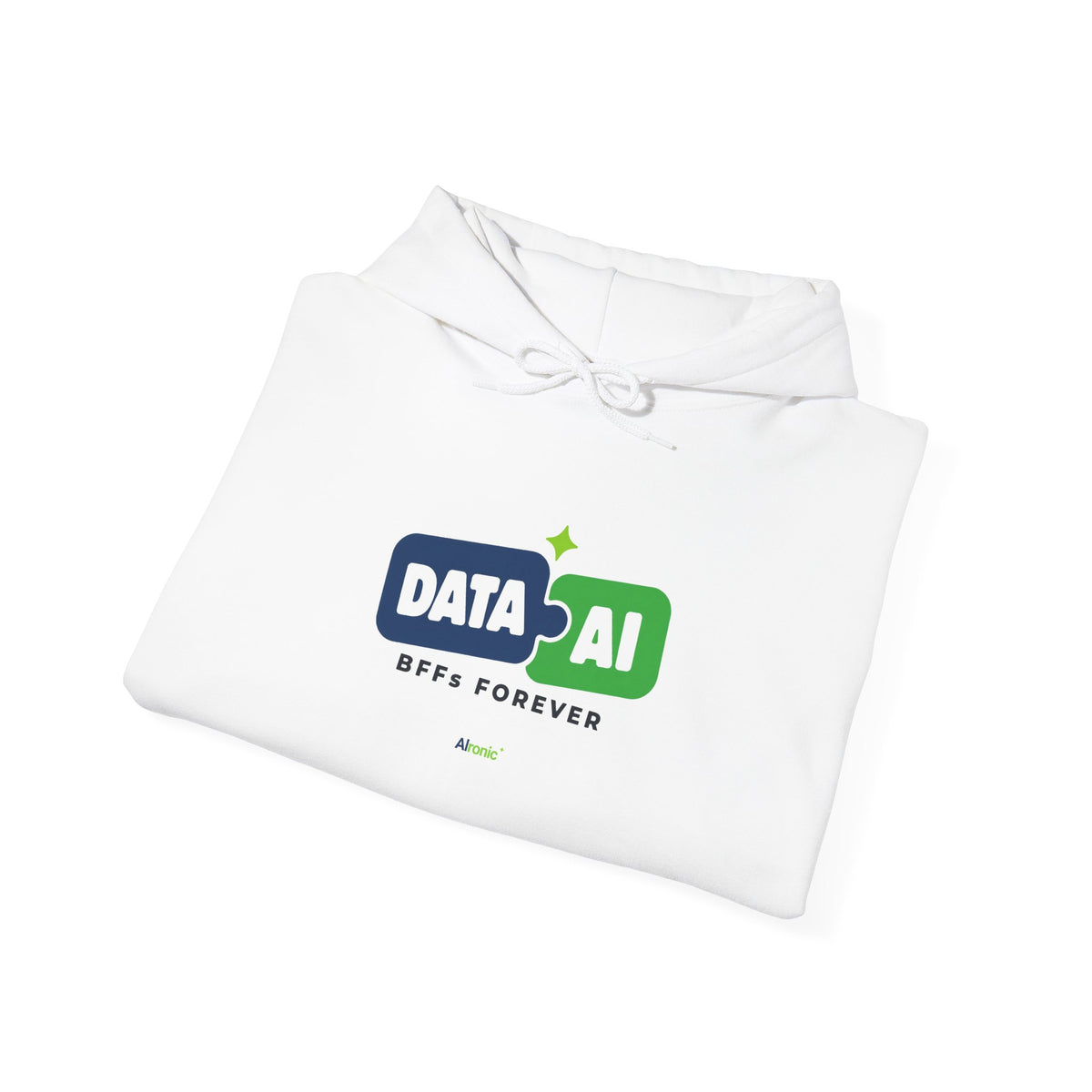 AIronic Hoodie featuring "Data + AI BFFs Forever" AI humor design, gallery view 14