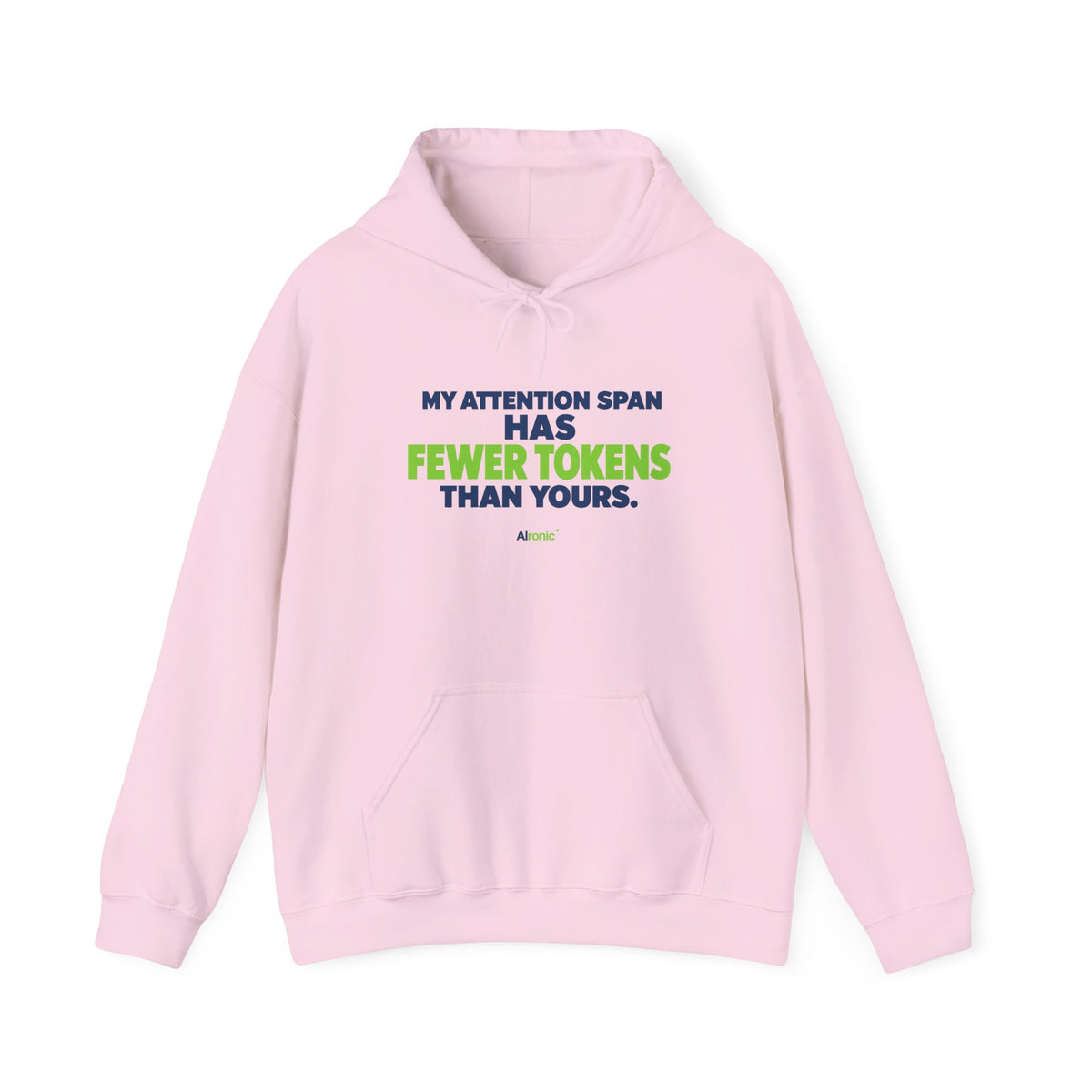 AIronic Hoodie featuring "My Attention Span Has Fewer Tokens Than Yours" AI humor design, gallery view 7