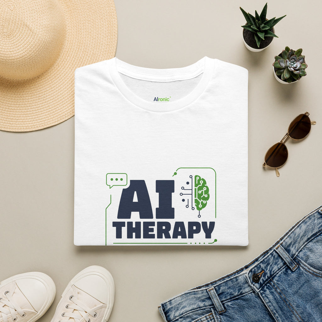 T-Shirt featuring "AI Therapy" AI humor design by AIronic, gallery view 13