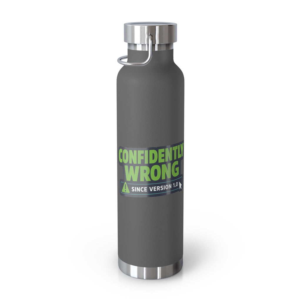 Water Bottle featuring "Confidently Wrong" AI humor design by AIronic, gallery view 14