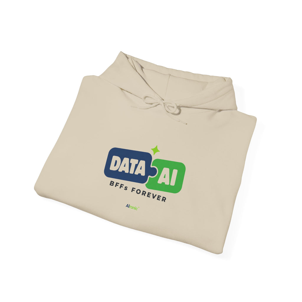 AIronic Hoodie featuring "Data + AI BFFs Forever" AI humor design, gallery view 20