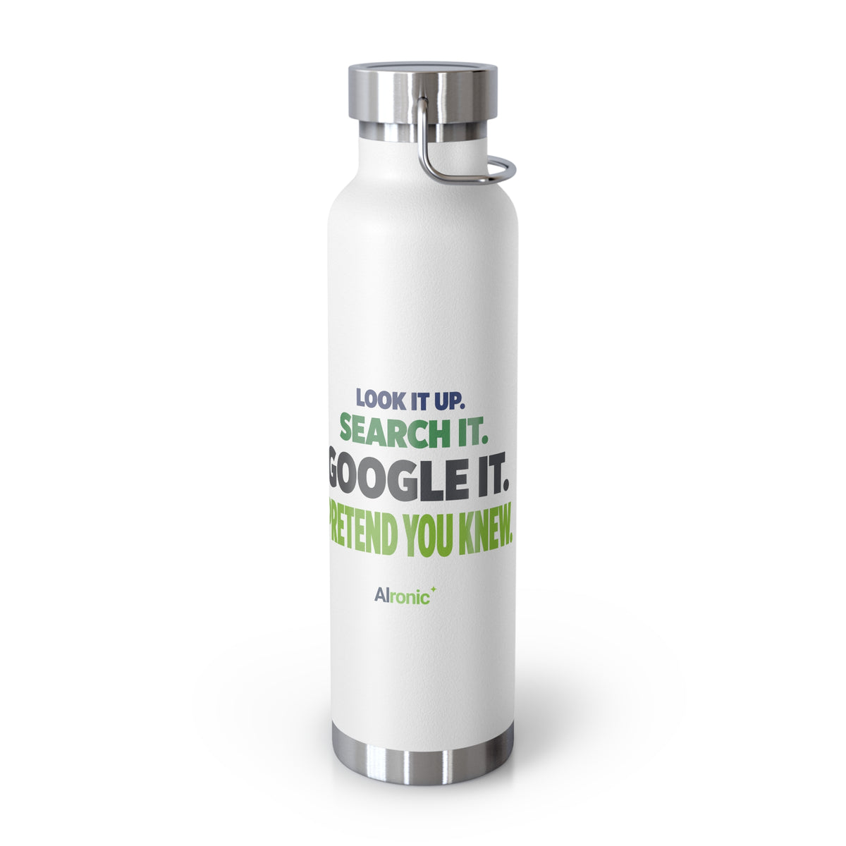 AIronic water bottle featuring "Google It" AI humor design, gallery view 1
