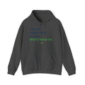 Dark Heather Hoodie featuring "I Let AI Make This" AI humor design by AIronic, gallery view 7