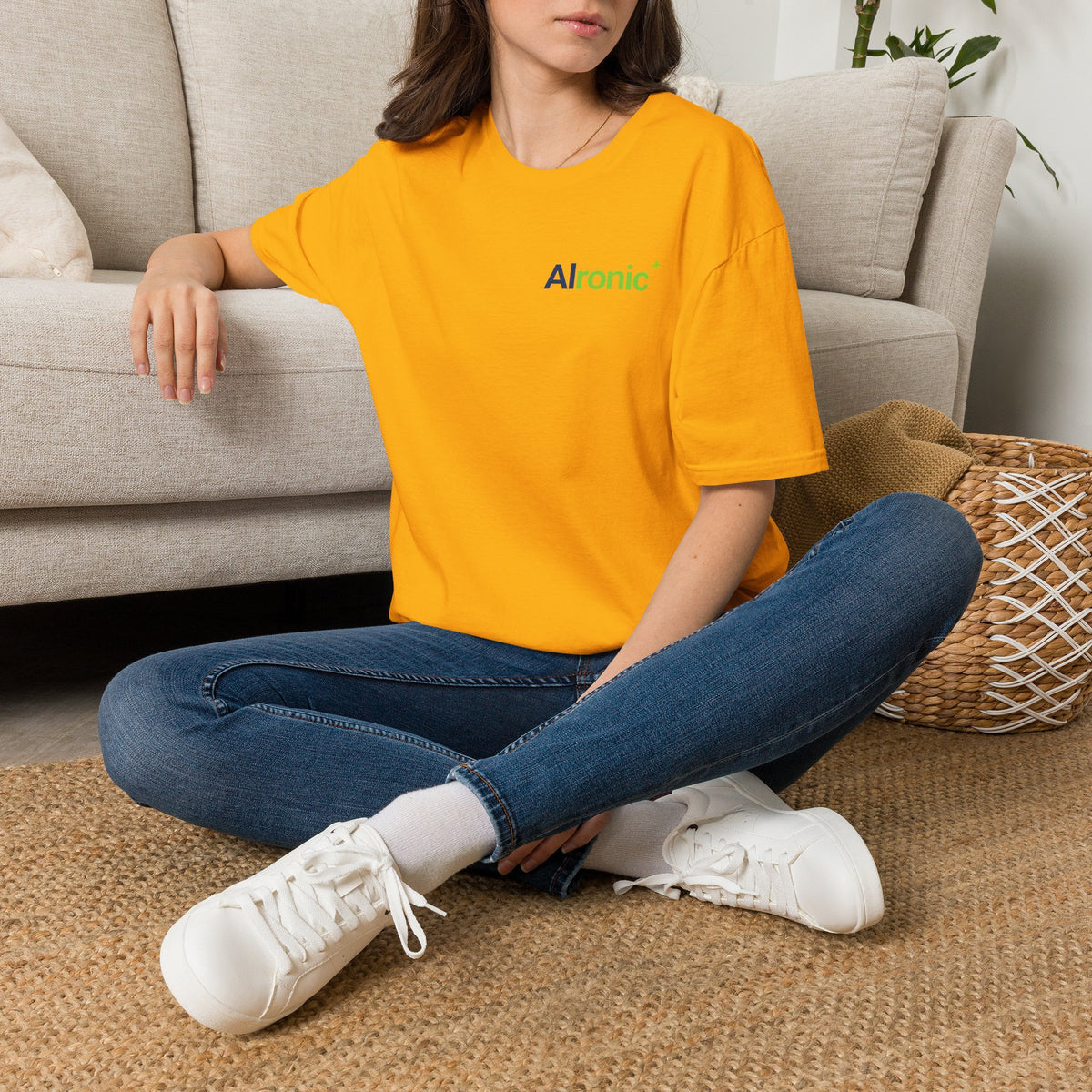 T-Shirt featuring "AIronic Minimal Logo Edition" AI humor design by AIronic, gallery view 25
