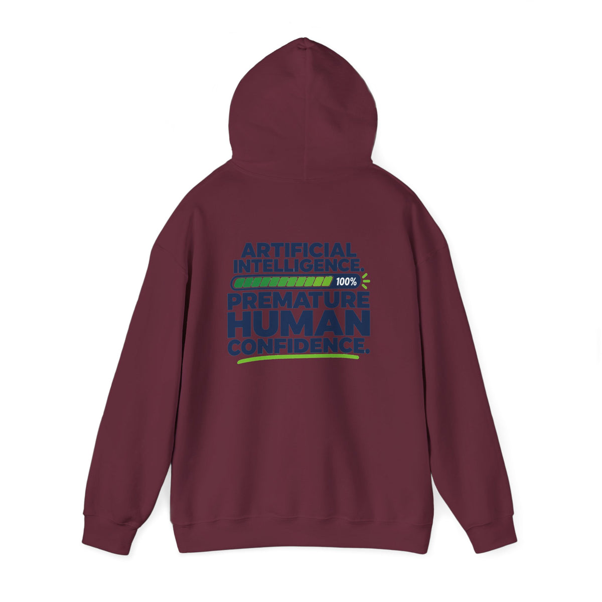 AIronic hoodie featuring "Premature Human Confidence" AI humor design, gallery view 26