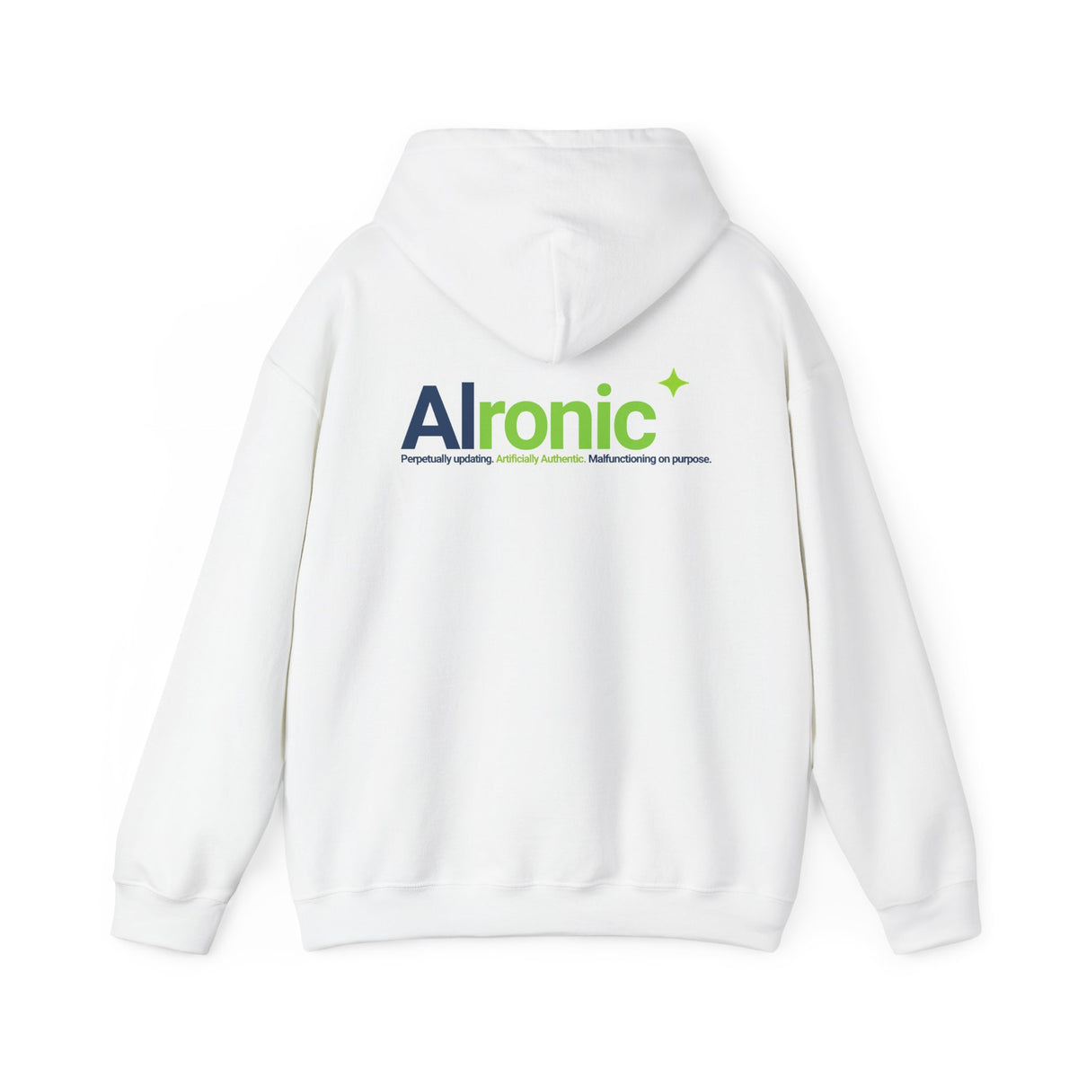 White Hoodie featuring "AIronic Logo" AI humor design by AIronic, gallery view 1