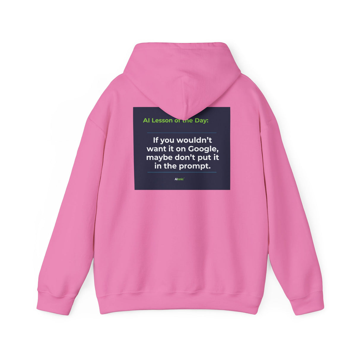 Hoodie featuring "Google Prompt Privacy" AI humor design by AIronic, gallery view 36