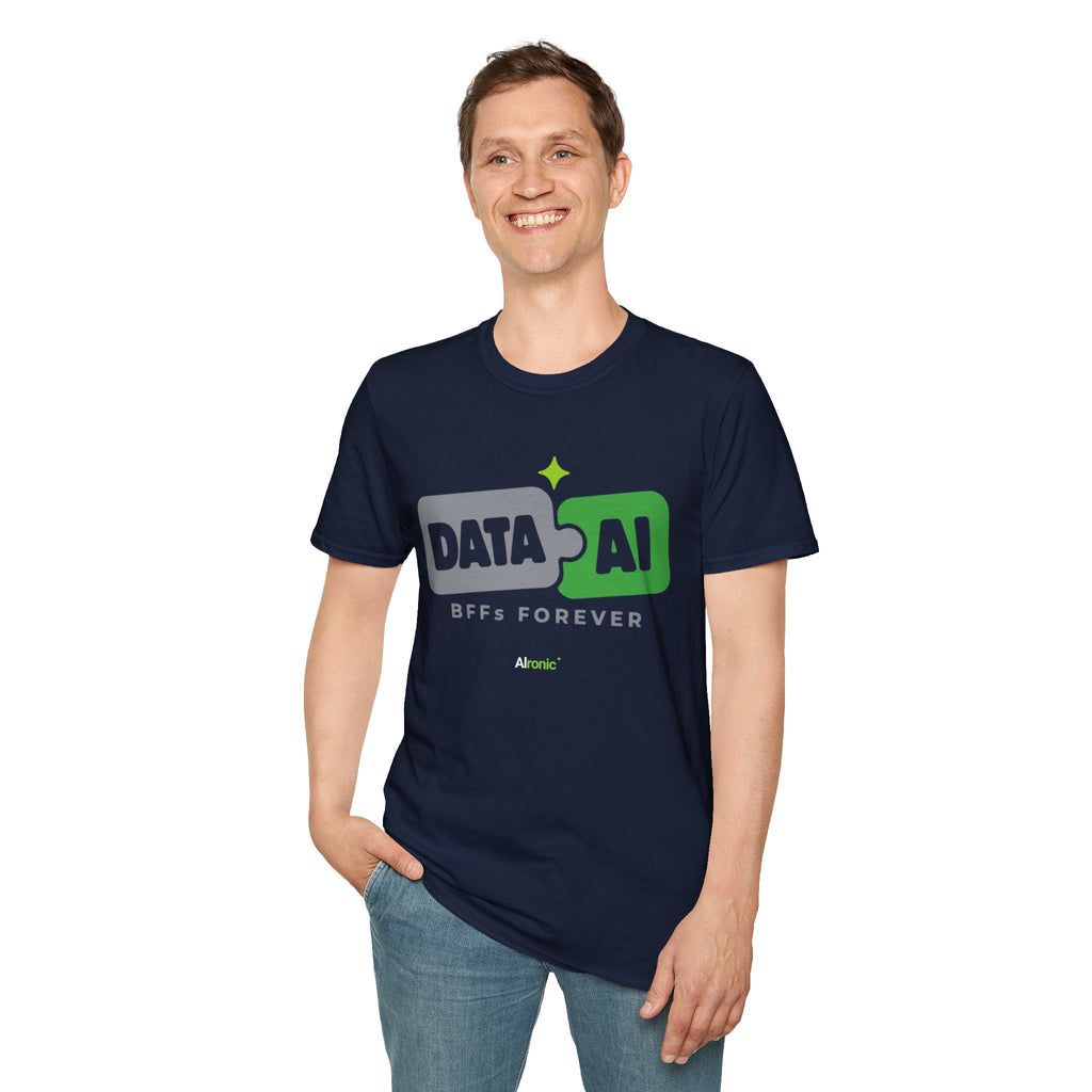 AIronic T-Shirt featuring "Data + AI BFFs Forever" AI humor design, gallery view 31