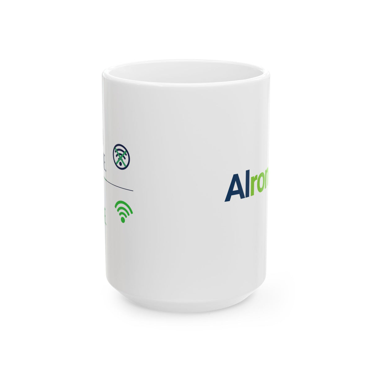 Mug featuring "Brain Offline, AI Online" AI humor design by AIronic, gallery view 2