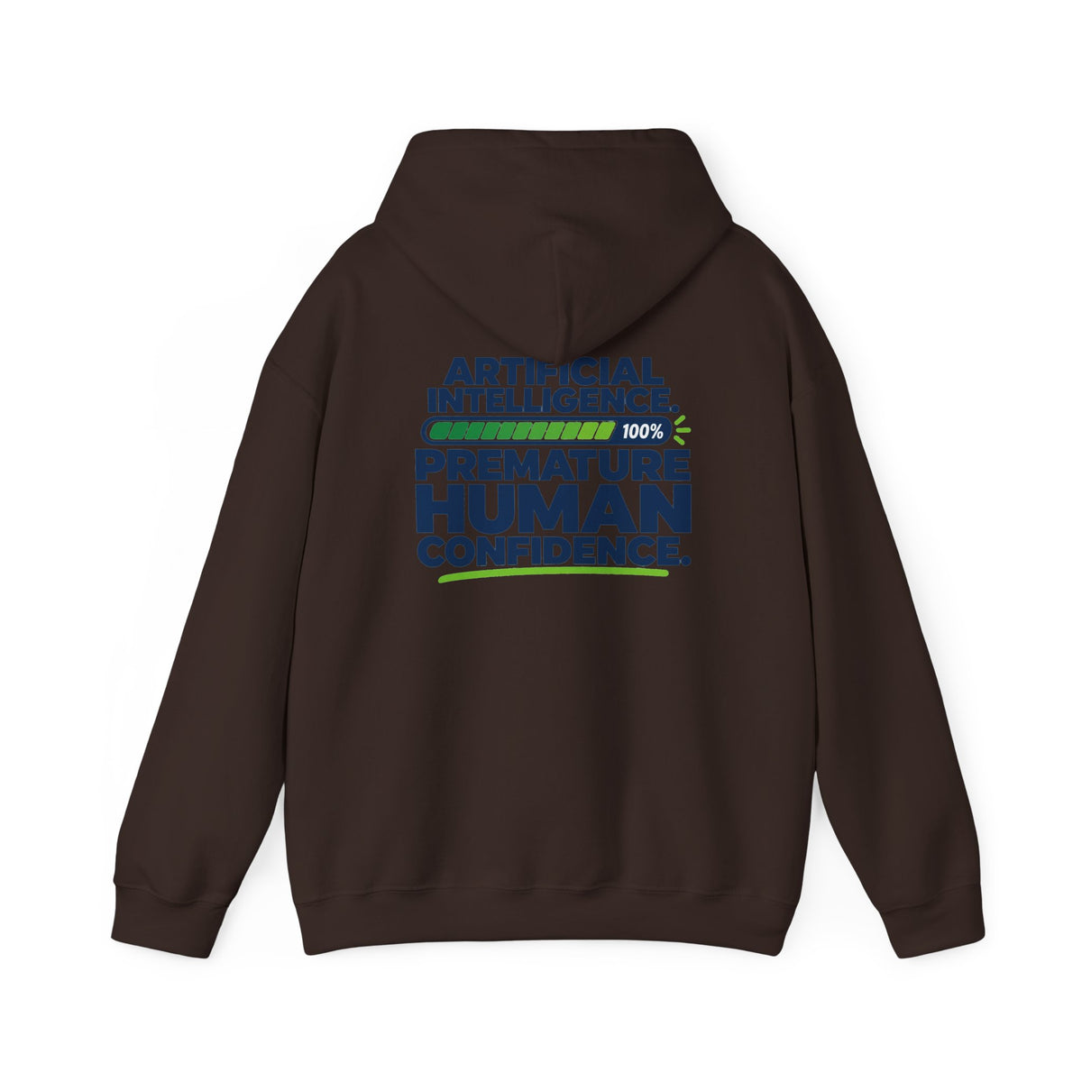 AIronic hoodie featuring "Premature Human Confidence" AI humor design, gallery view 28