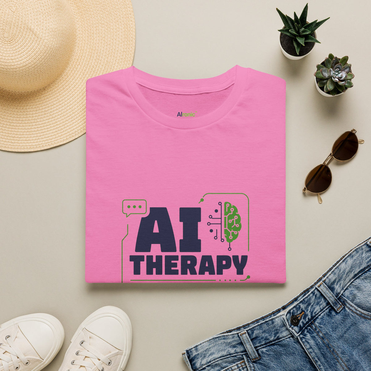 Azalea T-Shirt featuring "AI Therapy" AI humor design by AIronic, gallery view 10